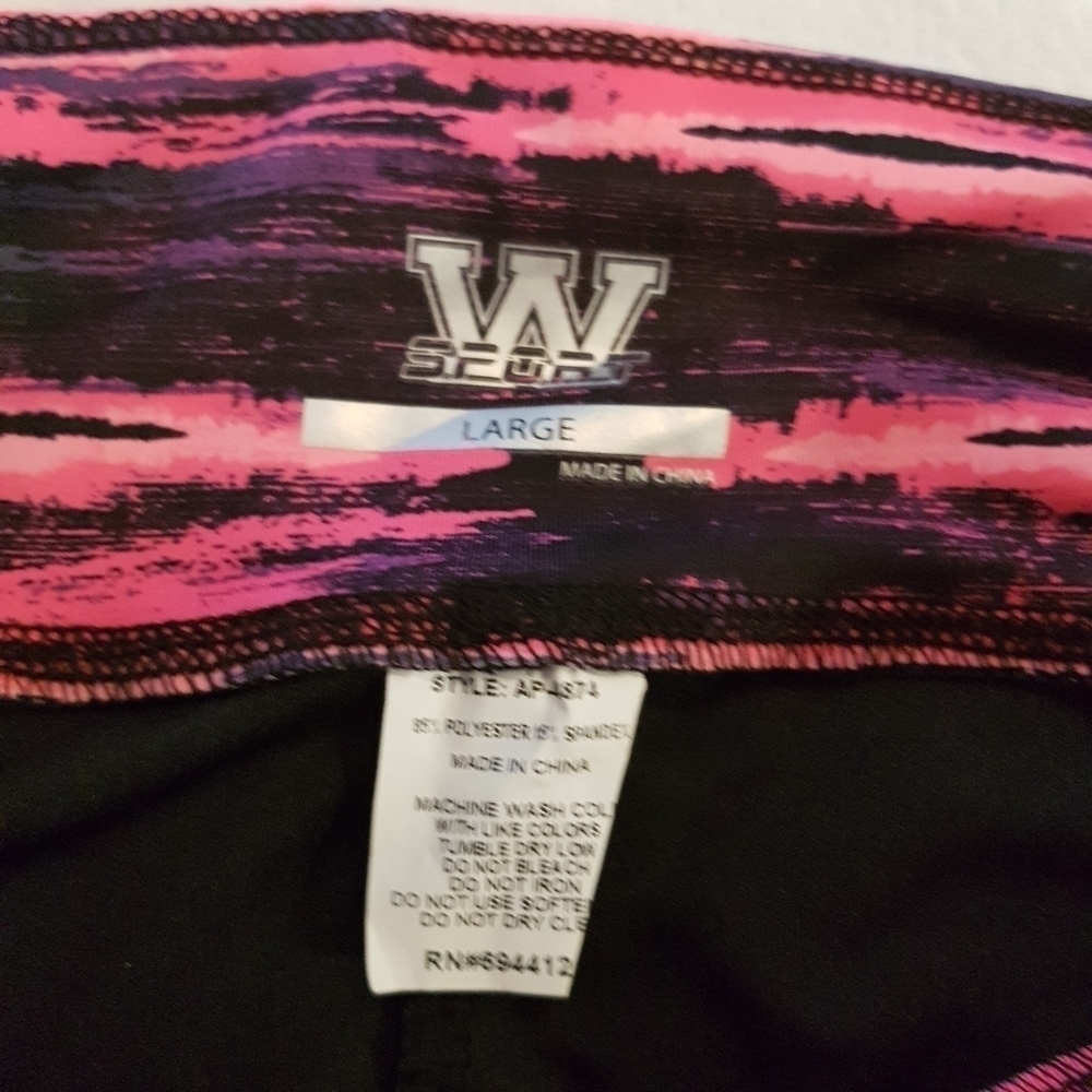 W Sport girls size Large capri leggings black & pink NWT - Picture 4 of 4